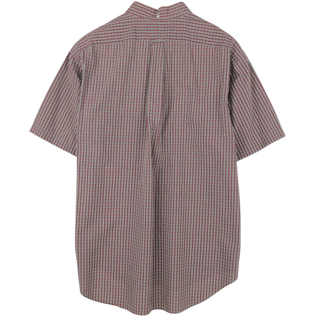 Ralph Lauren BARTLETT short sleeve button down check shirt, men's XL size cotton burgundy type Vintage Second Hand