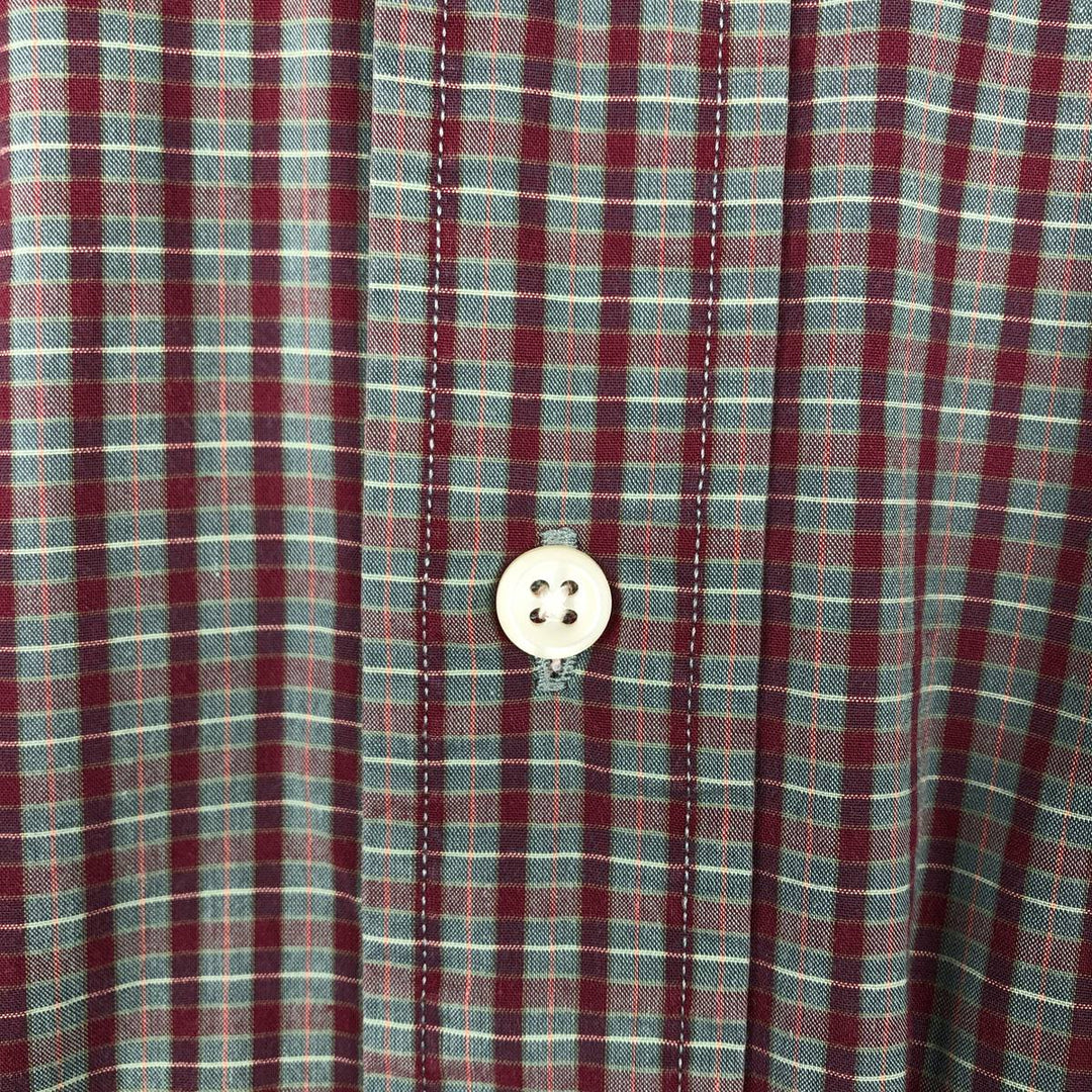 Ralph Lauren BARTLETT short sleeve button down check shirt, men's XL size cotton burgundy type Vintage Second Hand