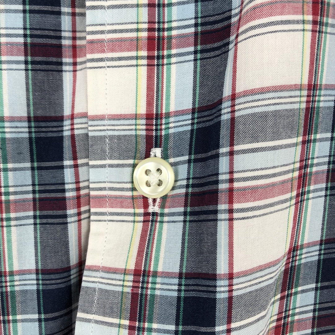 Ralph Lauren POLO by Ralph Lauren BRADFORD CUSTOM FIT Wide Collar Short Sleeve Cotton Check Shirt (Men's XL equivalent) cotton navy blue type Vintage Second Hand