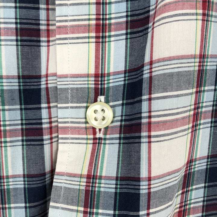 Ralph Lauren POLO by Ralph Lauren BRADFORD CUSTOM FIT Wide Collar Short Sleeve Cotton Check Shirt (Men's XL equivalent) cotton navy blue type Vintage Second Hand