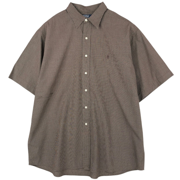 Ralph Lauren POLO by Ralph Lauren LOWELL SPORT Short-Sleeve Cotton Check Shirt, Men's Size XL (approx.) cotton dark chocolate Vintage Second Hand