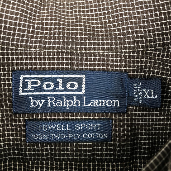 Ralph Lauren POLO by Ralph Lauren LOWELL SPORT Short-Sleeve Cotton Check Shirt, Men's Size XL (approx.) cotton dark chocolate Vintage Second Hand