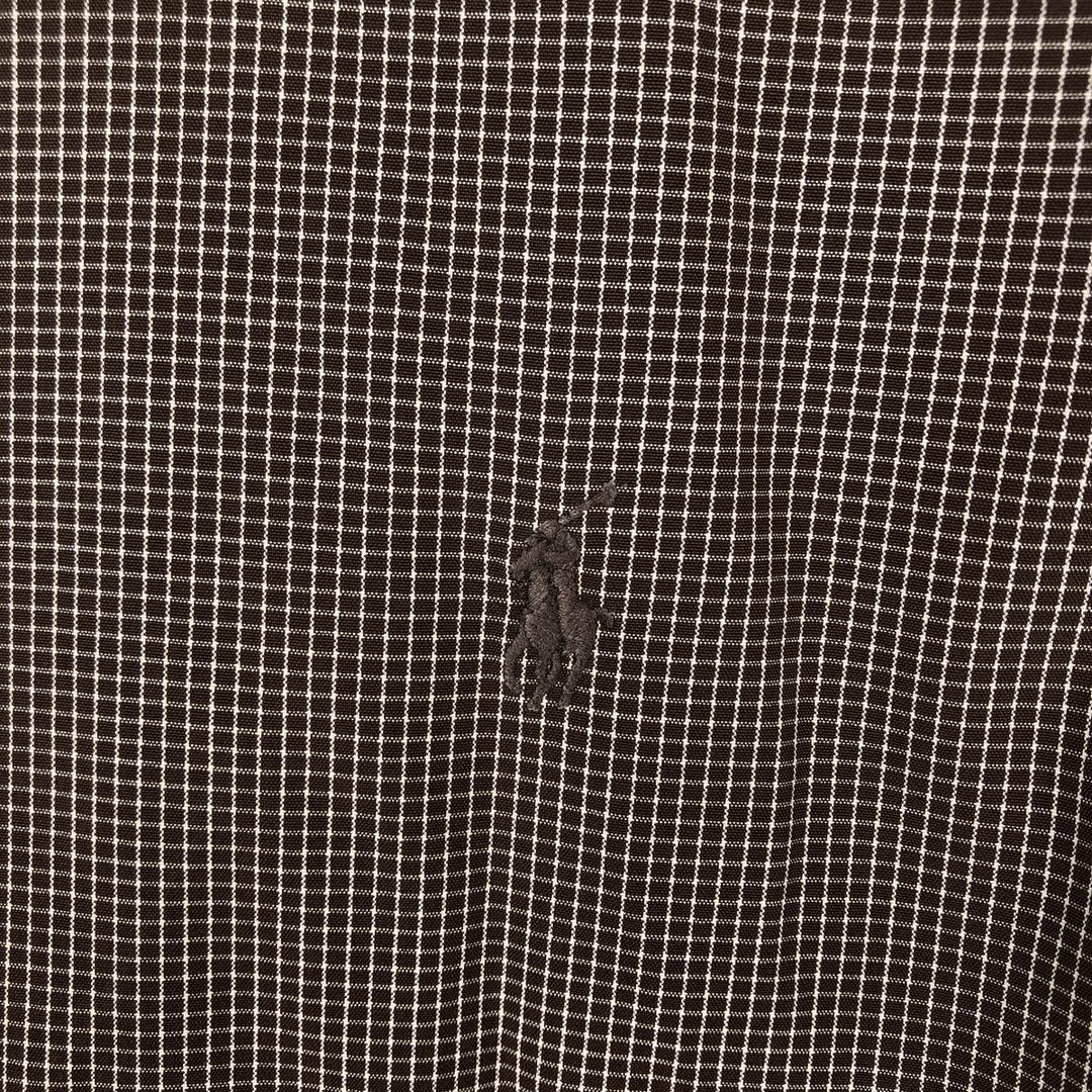 Ralph Lauren POLO by Ralph Lauren LOWELL SPORT Short-Sleeve Cotton Check Shirt, Men's Size XL (approx.) cotton dark chocolate Vintage Second Hand