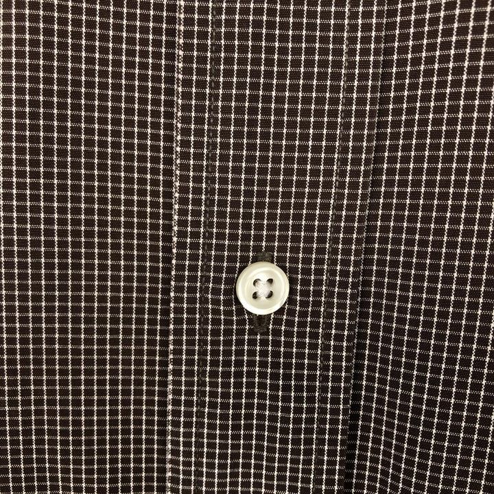 Ralph Lauren POLO by Ralph Lauren LOWELL SPORT Short-Sleeve Cotton Check Shirt, Men's Size XL (approx.) cotton dark chocolate Vintage Second Hand