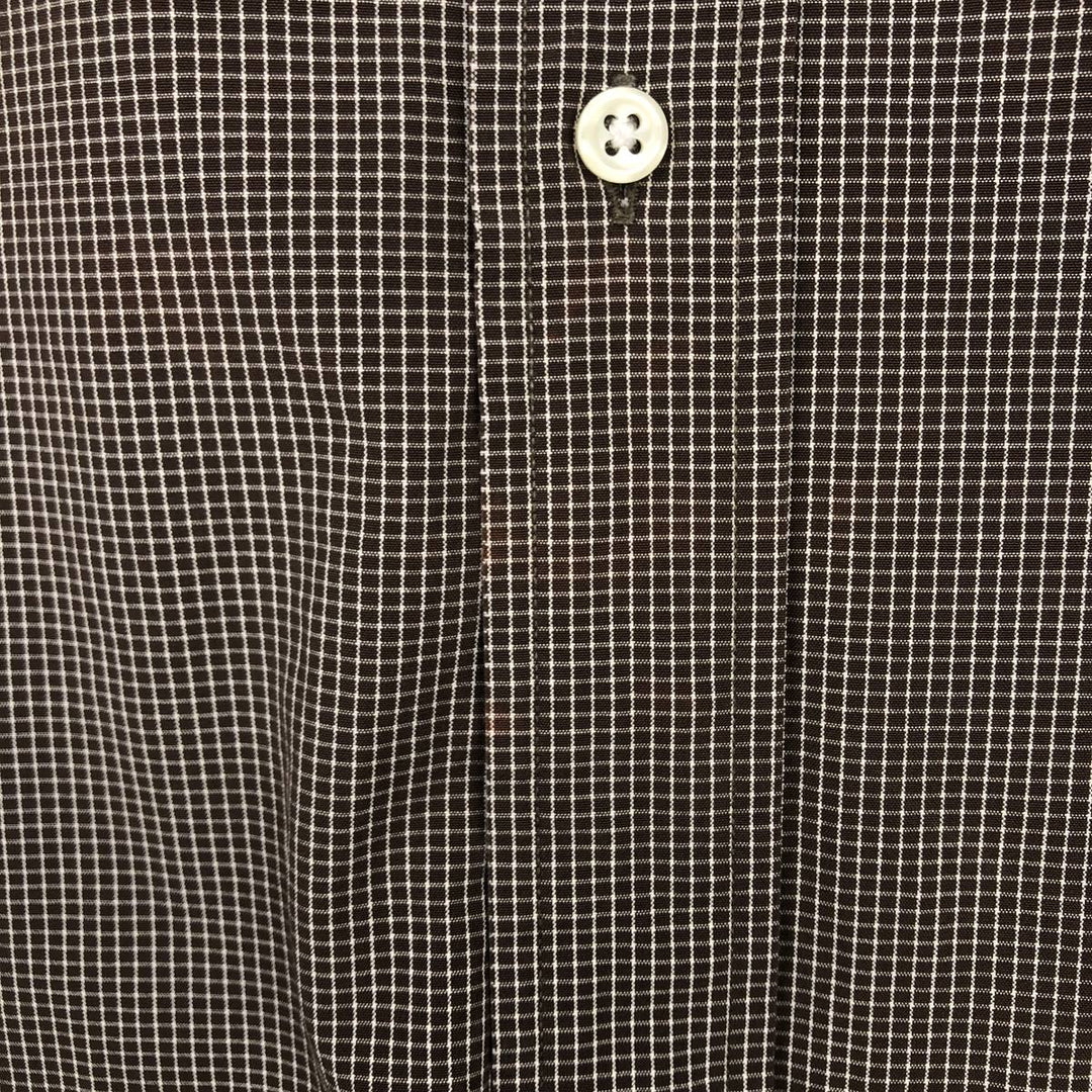 Ralph Lauren POLO by Ralph Lauren LOWELL SPORT Short-Sleeve Cotton Check Shirt, Men's Size XL (approx.) cotton dark chocolate Vintage Second Hand
