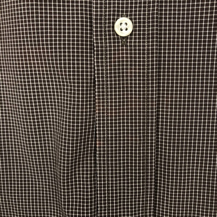 Ralph Lauren POLO by Ralph Lauren LOWELL SPORT Short-Sleeve Cotton Check Shirt, Men's Size XL (approx.) cotton dark chocolate Vintage Second Hand