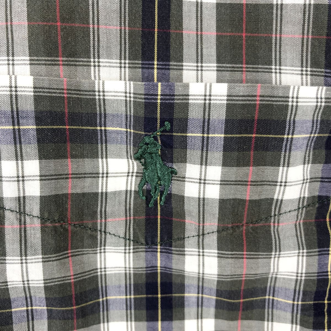 Ralph Lauren GREGGOR Box Shirt, Short Sleeve, Button-Down, Check Shirt, Men's XXL (approx.) cotton Khaki type Vintage Second Hand
