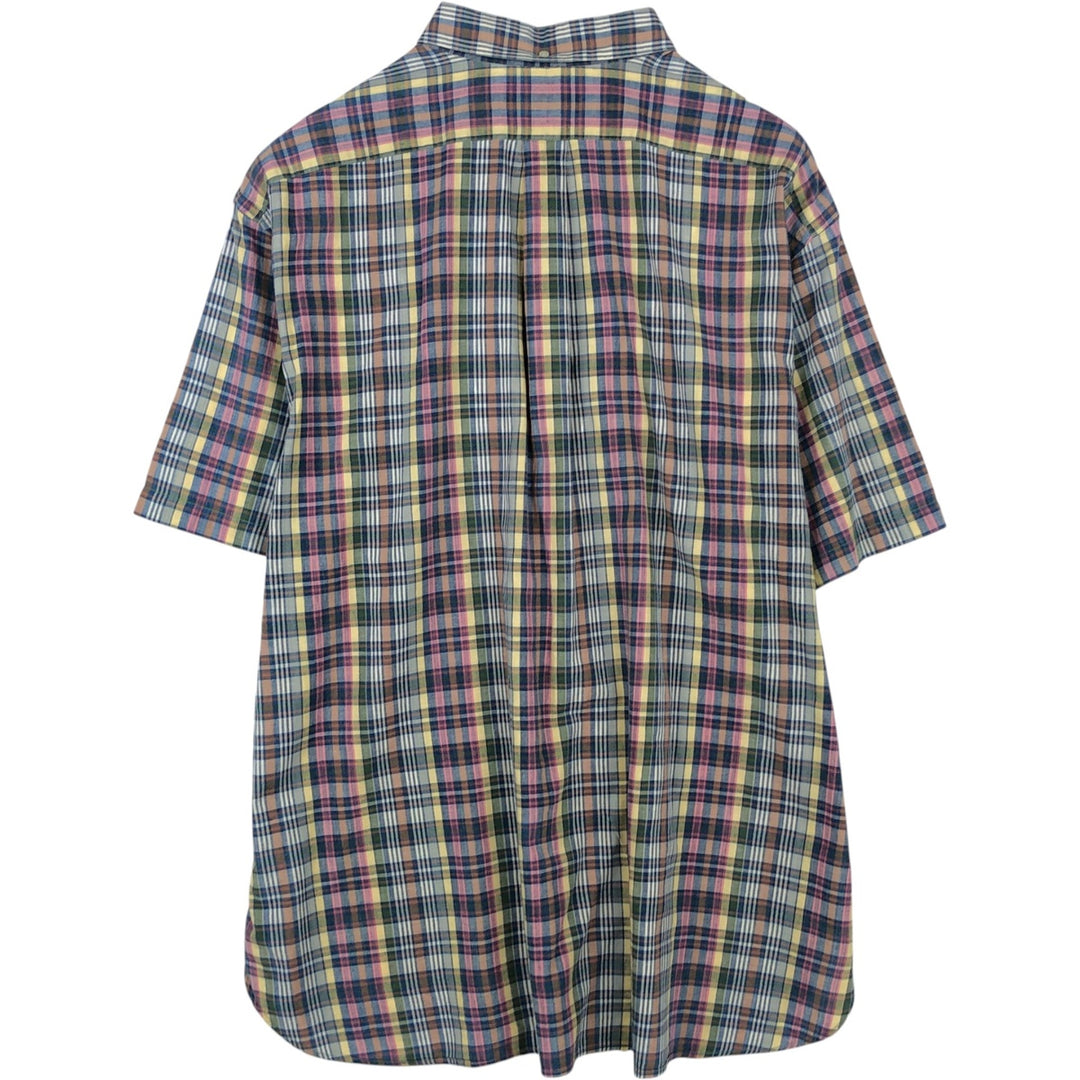 Ralph Lauren MCMEEL Madras Check Short-Sleeve Button-Down Check Shirt, Men's Size XXL (approx.) cotton blue type Vintage Second Hand