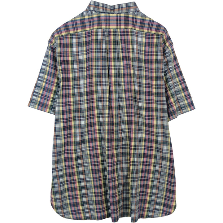 Ralph Lauren MCMEEL Madras Check Short-Sleeve Button-Down Check Shirt, Men's Size XXL (approx.) cotton blue type Vintage Second Hand