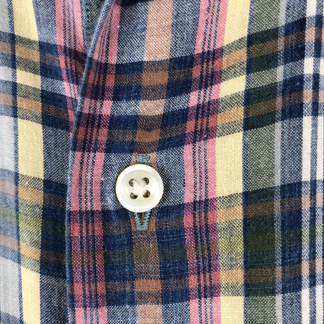 Ralph Lauren MCMEEL Madras Check Short-Sleeve Button-Down Check Shirt, Men's Size XXL (approx.) cotton blue type Vintage Second Hand