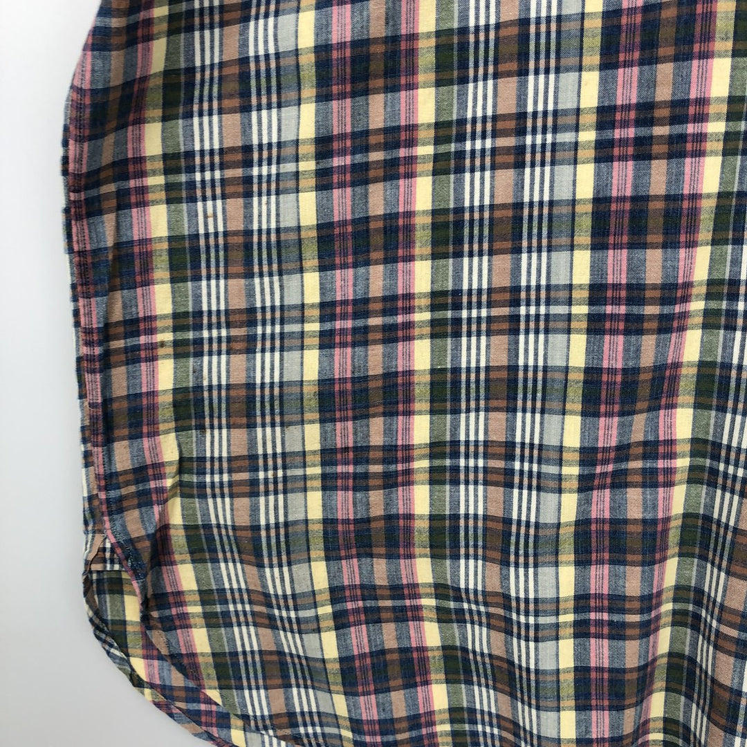 Ralph Lauren MCMEEL Madras Check Short-Sleeve Button-Down Check Shirt, Men's Size XXL (approx.) cotton blue type Vintage Second Hand