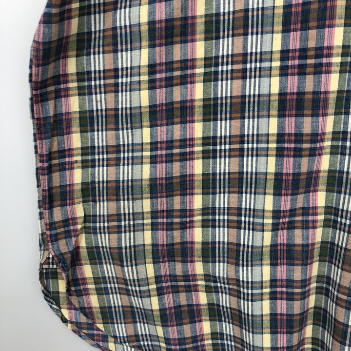 Ralph Lauren MCMEEL Madras Check Short-Sleeve Button-Down Check Shirt, Men's Size XXL (approx.) cotton blue type Vintage Second Hand