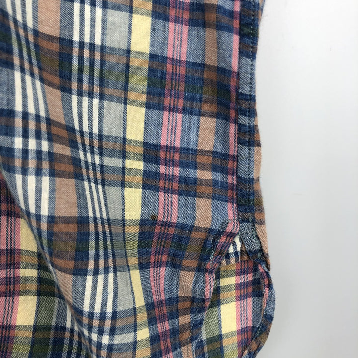 Ralph Lauren MCMEEL Madras Check Short-Sleeve Button-Down Check Shirt, Men's Size XXL (approx.) cotton blue type Vintage Second Hand