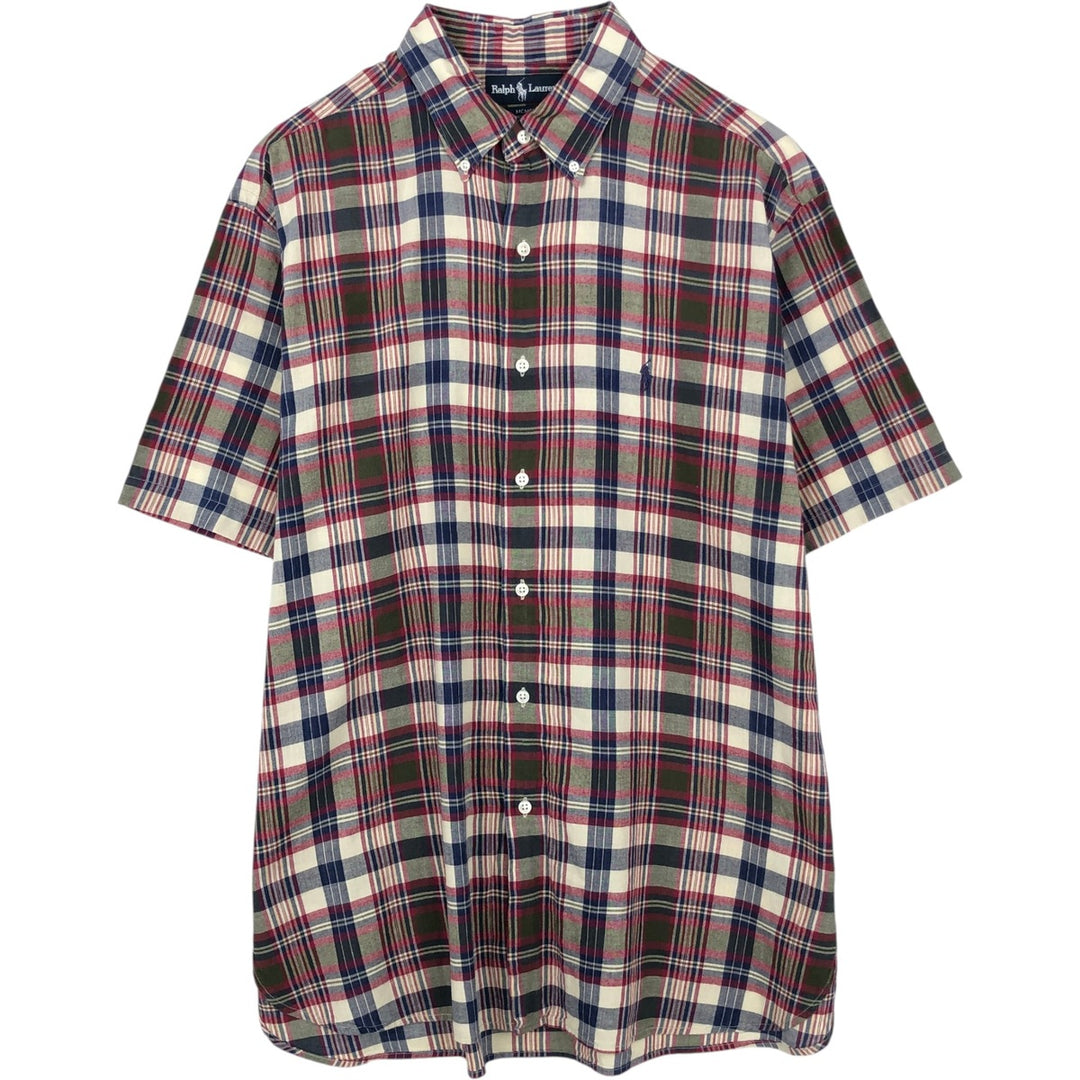 Ralph Lauren MCMEEL Short-Sleeve Button-Down Check Shirt, Men's Size XL (approx.) cotton red type Vintage Second Hand