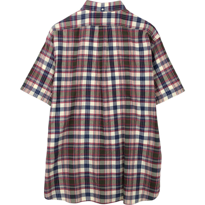 Ralph Lauren MCMEEL Short-Sleeve Button-Down Check Shirt, Men's Size XL (approx.) cotton red type Vintage Second Hand