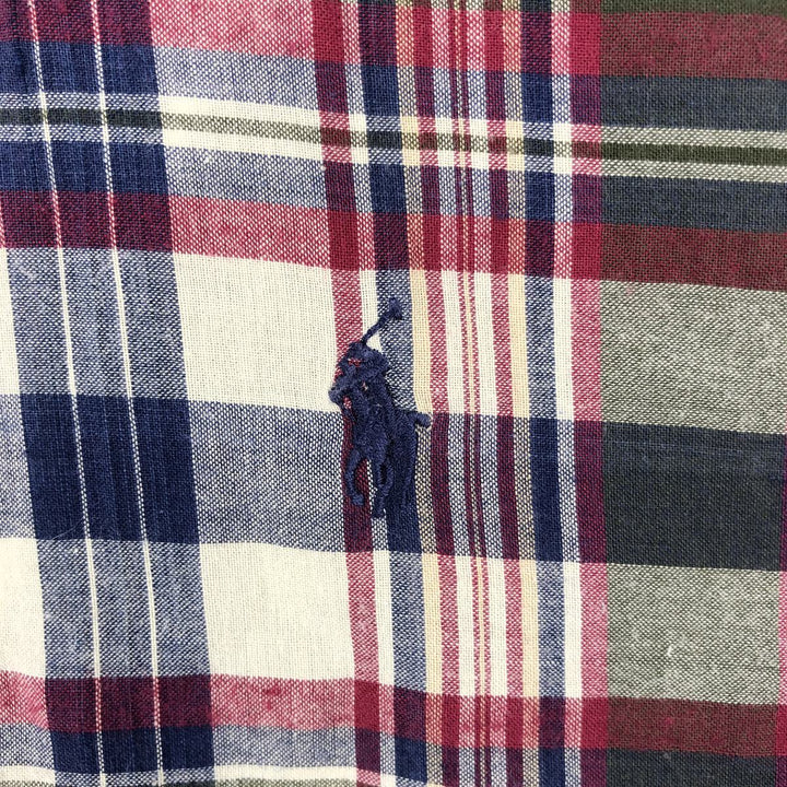 Ralph Lauren MCMEEL Short-Sleeve Button-Down Check Shirt, Men's Size XL (approx.) cotton red type Vintage Second Hand