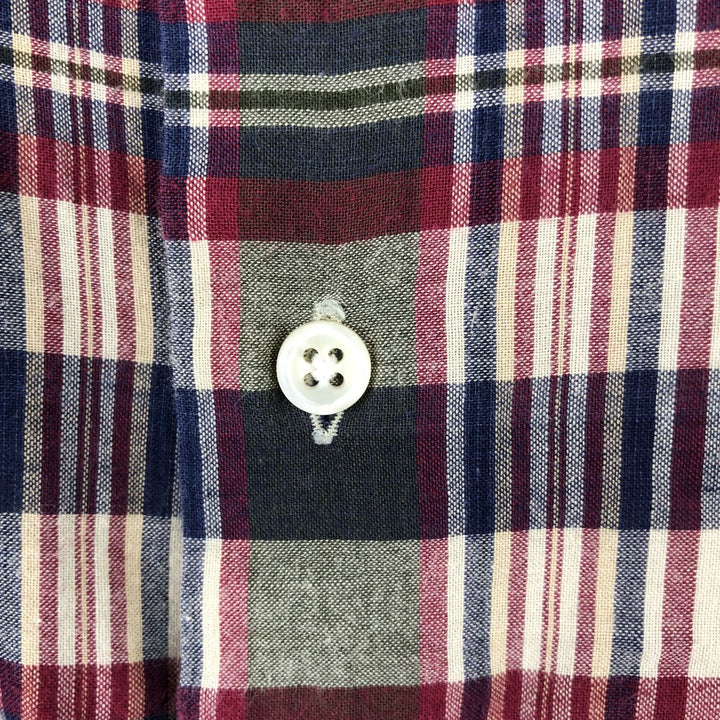 Ralph Lauren MCMEEL Short-Sleeve Button-Down Check Shirt, Men's Size XL (approx.) cotton red type Vintage Second Hand