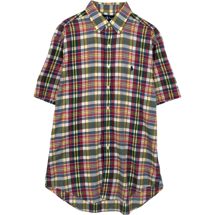 Ralph Lauren CLASSIC FIT Madras Check Short-Sleeve Button-Down Check Shirt (Men's Size M) cotton red type Vintage Second Hand