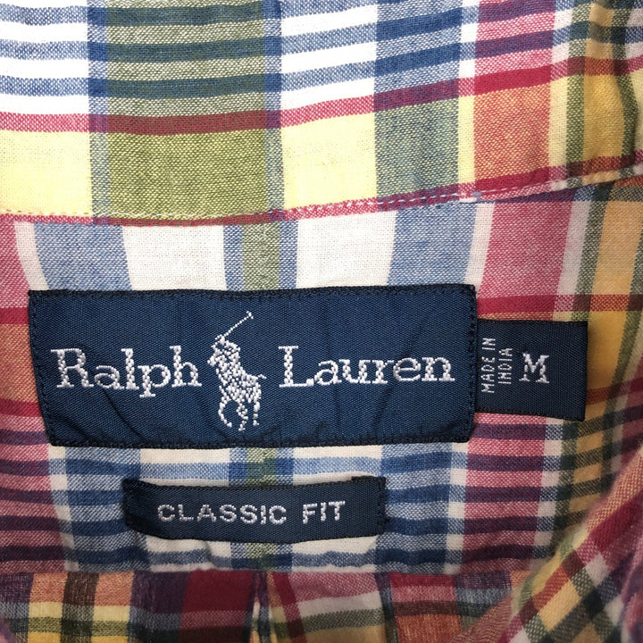 Ralph Lauren CLASSIC FIT Madras Check Short-Sleeve Button-Down Check Shirt (Men's Size M) cotton red type Vintage Second Hand