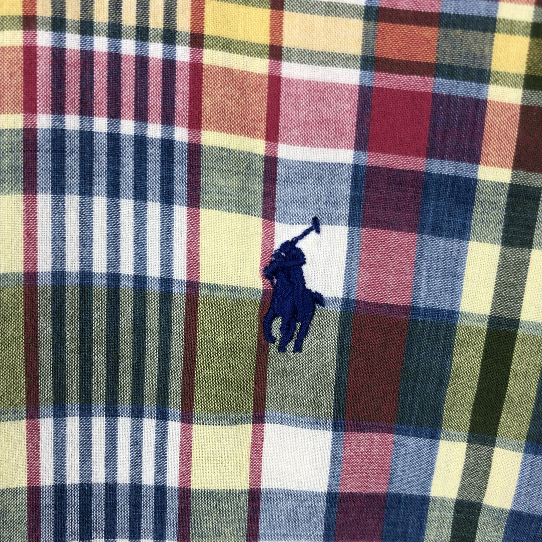 Ralph Lauren CLASSIC FIT Madras Check Short-Sleeve Button-Down Check Shirt (Men's Size M) cotton red type Vintage Second Hand