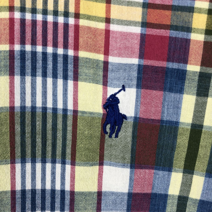 Ralph Lauren CLASSIC FIT Madras Check Short-Sleeve Button-Down Check Shirt (Men's Size M) cotton red type Vintage Second Hand