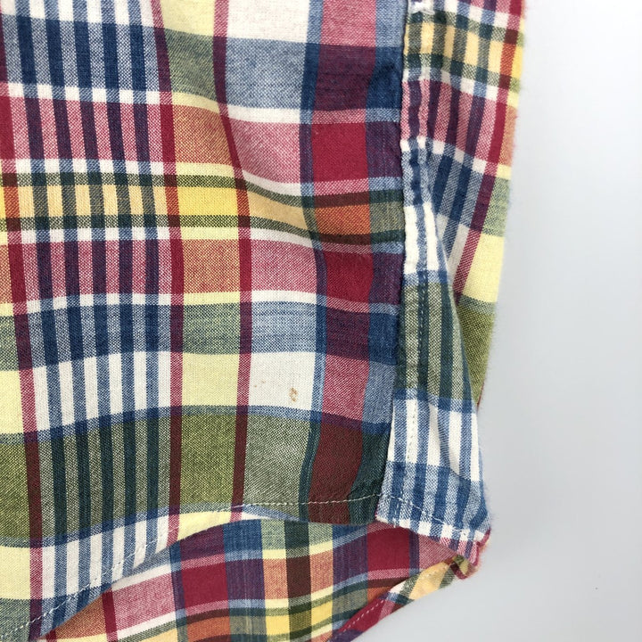 Ralph Lauren CLASSIC FIT Madras Check Short-Sleeve Button-Down Check Shirt (Men's Size M) cotton red type Vintage Second Hand