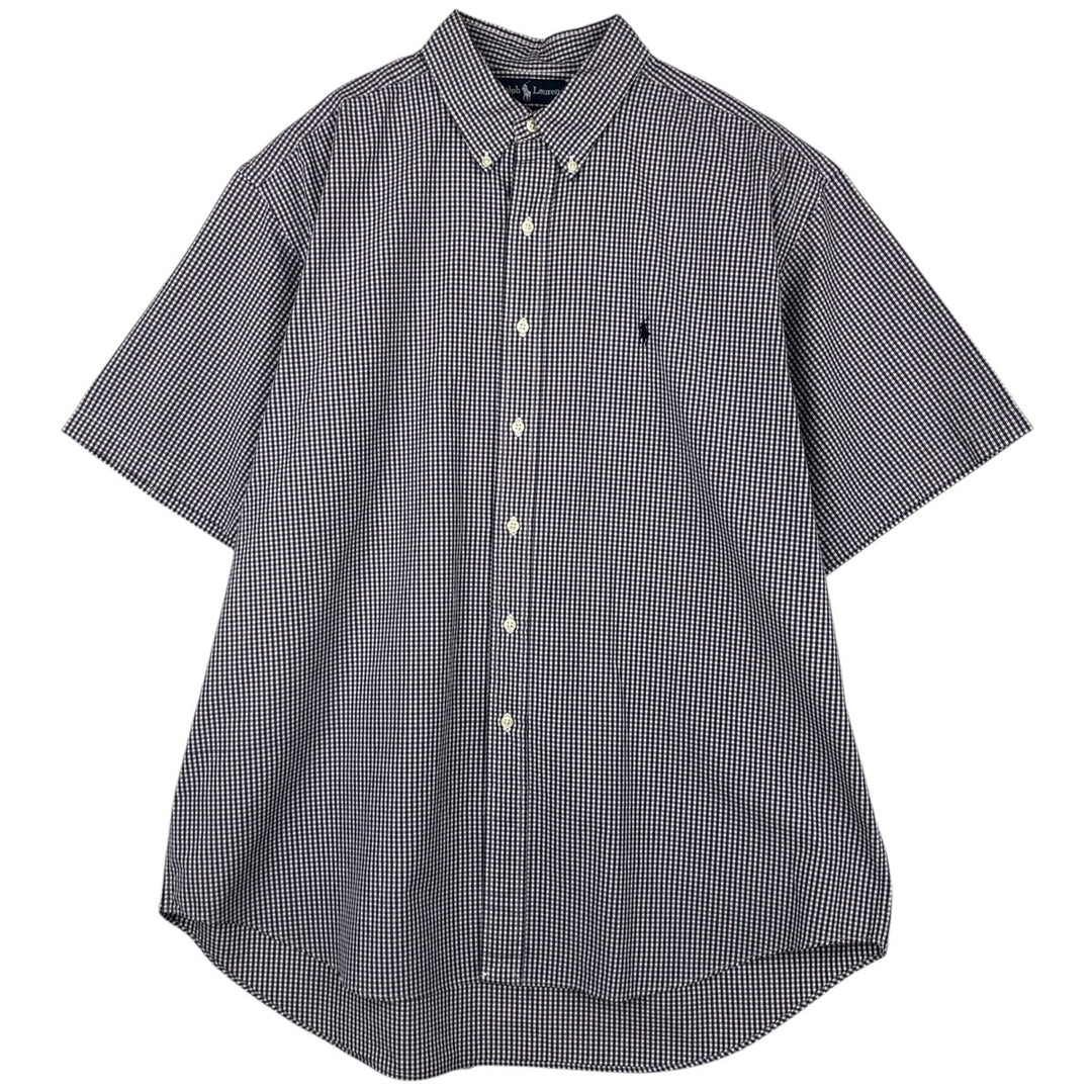 Ralph Lauren BLAKE Gingham Check Short Sleeve Button Down Check Shirt Men's XL cotton Purple type blue-purple Vintage Second Hand