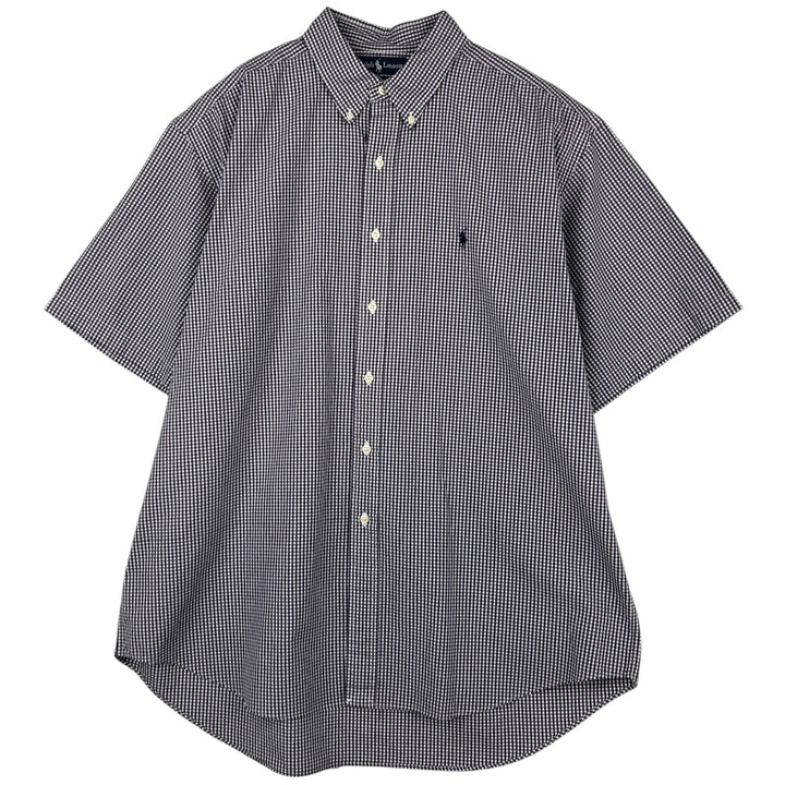 Ralph Lauren BLAKE Gingham Check Short Sleeve Button Down Check Shirt Men's XL cotton Purple type blue-purple Vintage Second Hand