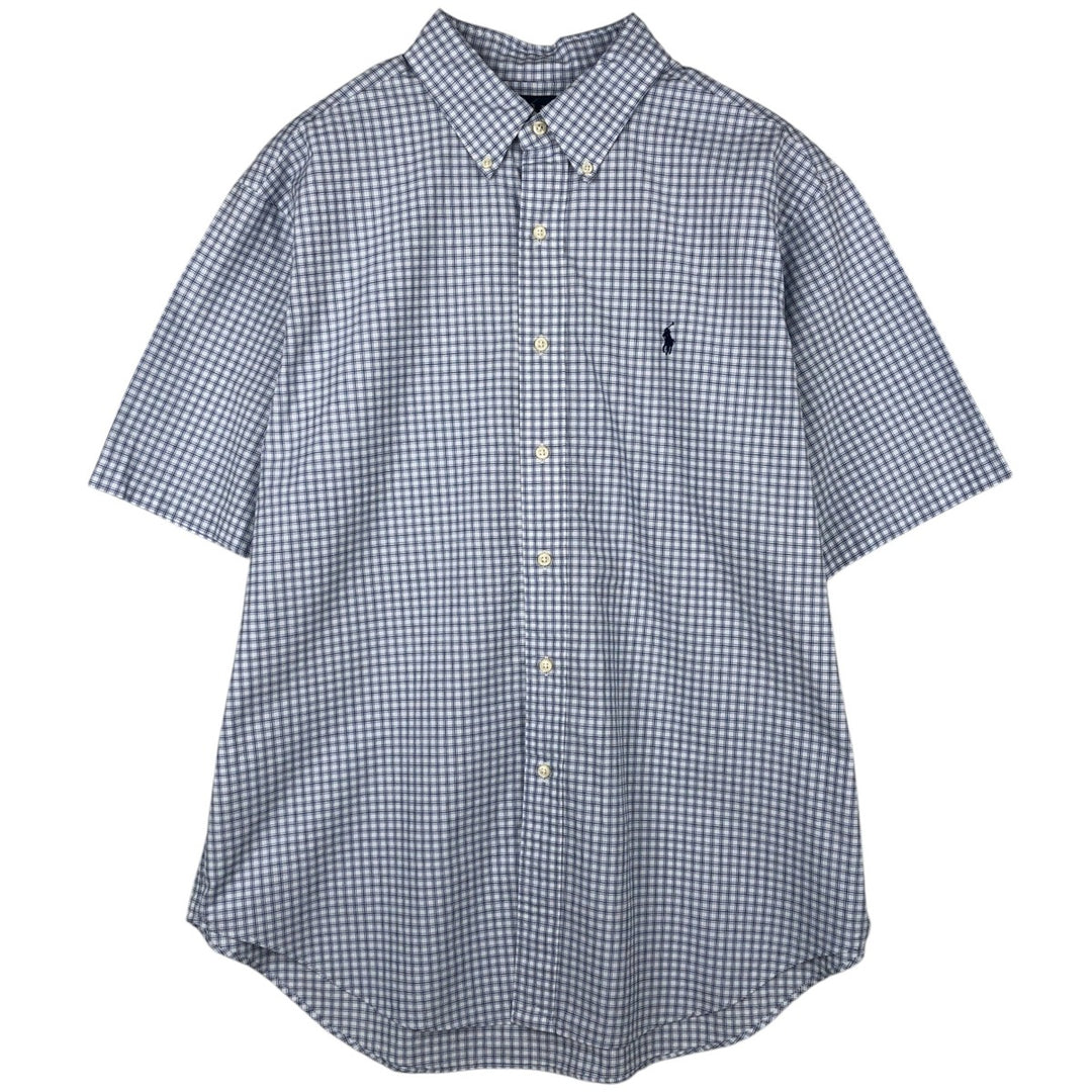 Ralph Lauren Classic Fit Short Sleeve Button Down Check Shirt Men's XL cotton blue type Vintage Second Hand