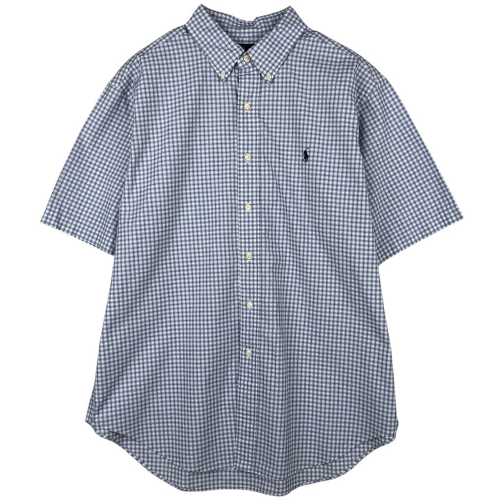 Ralph Lauren Classic Fit Short Sleeve Button Down Check Shirt Men's XL cotton blue type Vintage Second Hand