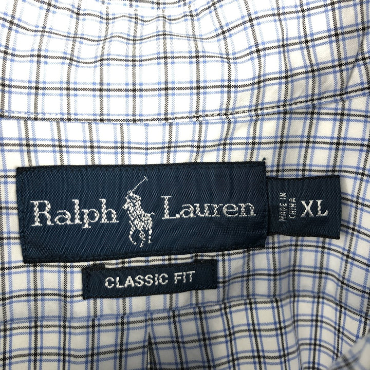Ralph Lauren Classic Fit Short Sleeve Button Down Check Shirt Men's XL cotton blue type Vintage Second Hand