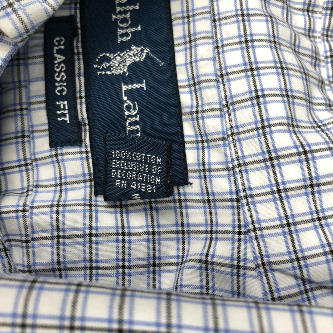 Ralph Lauren Classic Fit Short Sleeve Button Down Check Shirt Men's XL cotton blue type Vintage Second Hand