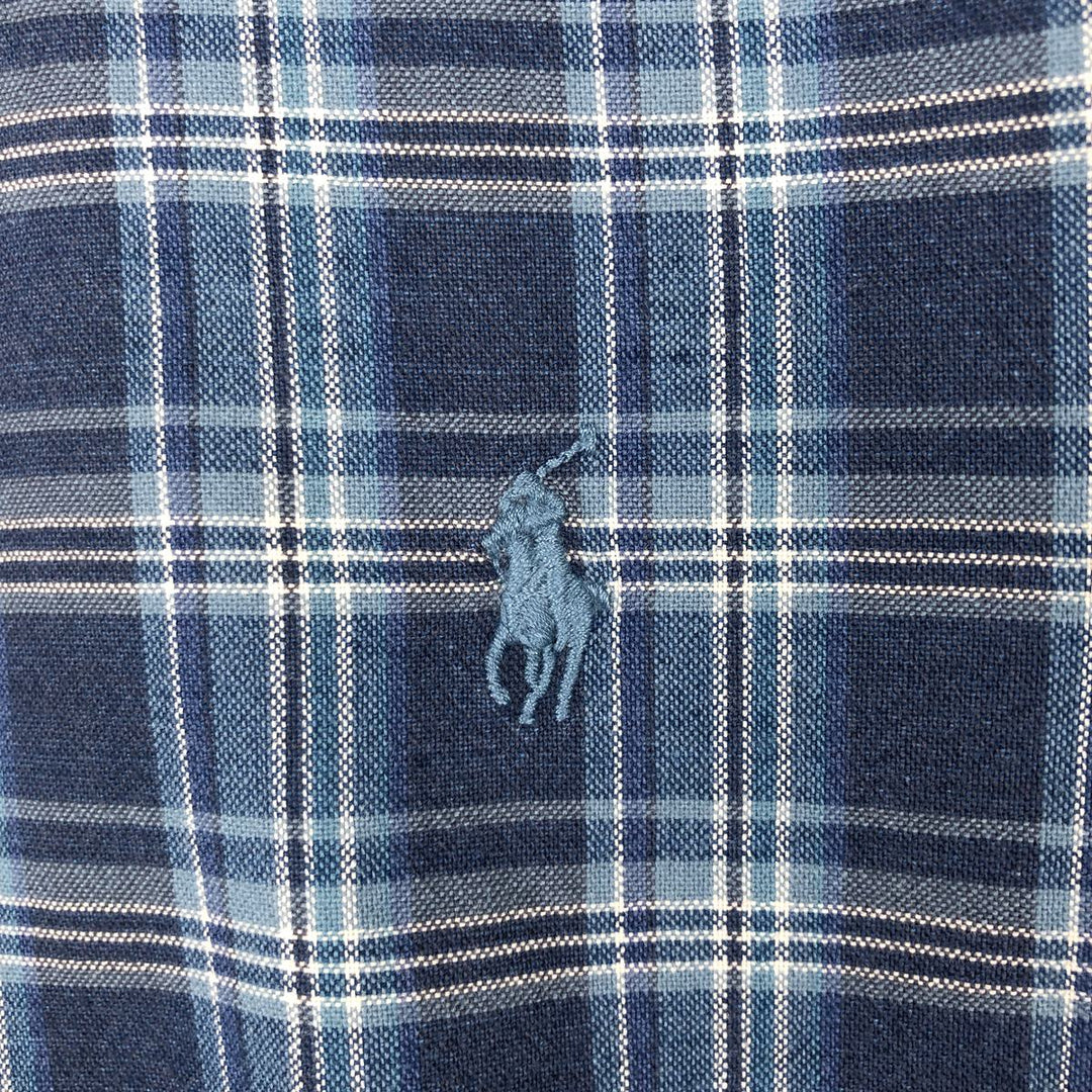 Ralph Lauren CLASSIC FIT short-sleeved button-down check shirt, men's size S (approx.) cotton blue type Vintage Second Hand