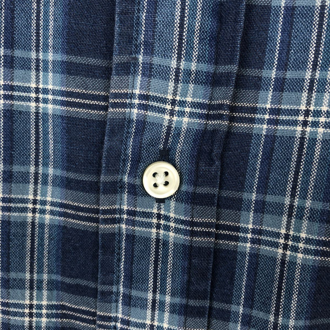 Ralph Lauren CLASSIC FIT short-sleeved button-down check shirt, men's size S (approx.) cotton blue type Vintage Second Hand