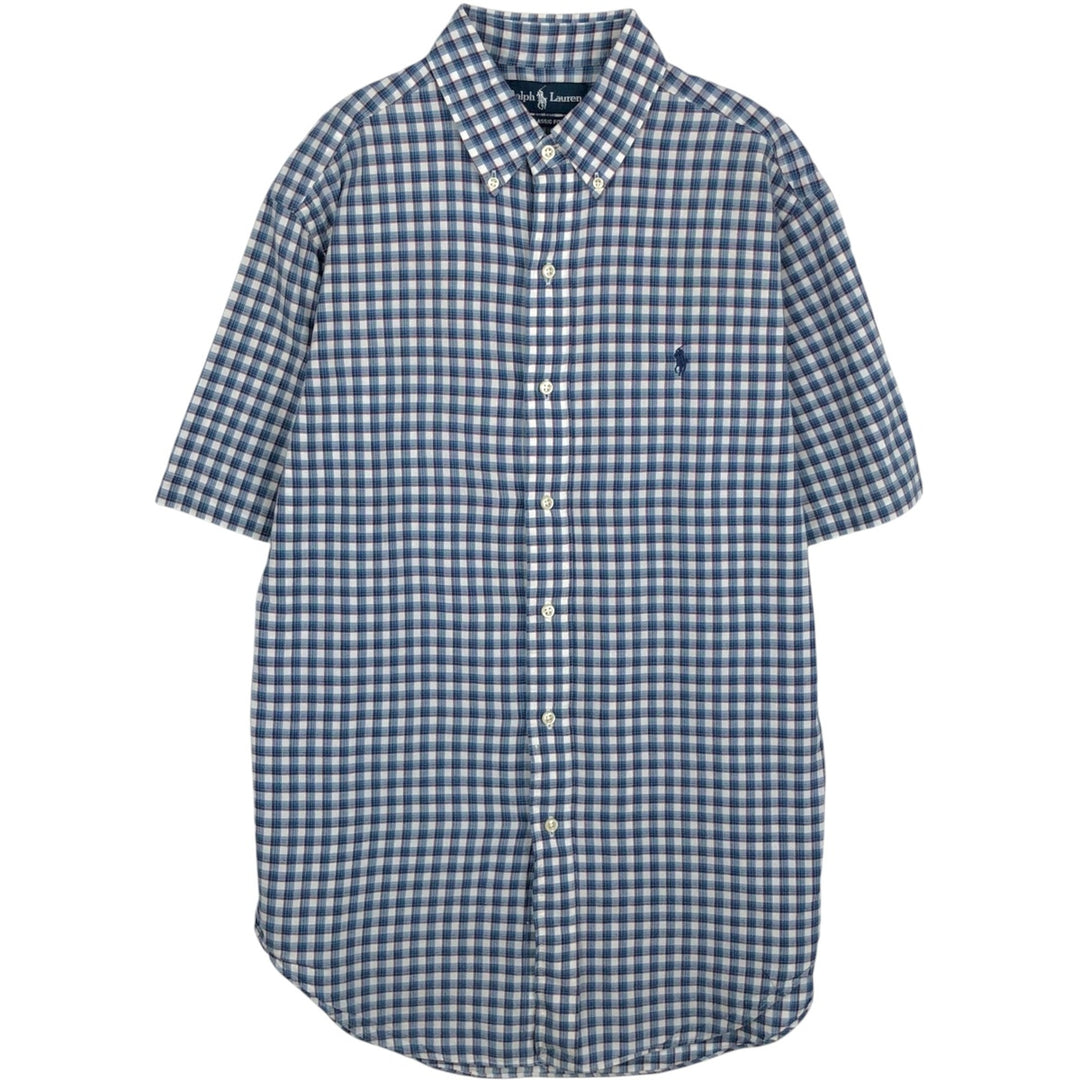 Ralph Lauren Classic Fit Short Sleeve Button Down Check Shirt Men's M cotton blue type Vintage Second Hand