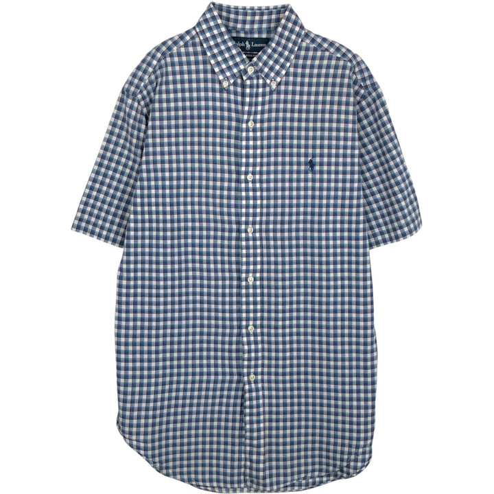 Ralph Lauren Classic Fit Short Sleeve Button Down Check Shirt Men's M cotton blue type Vintage Second Hand