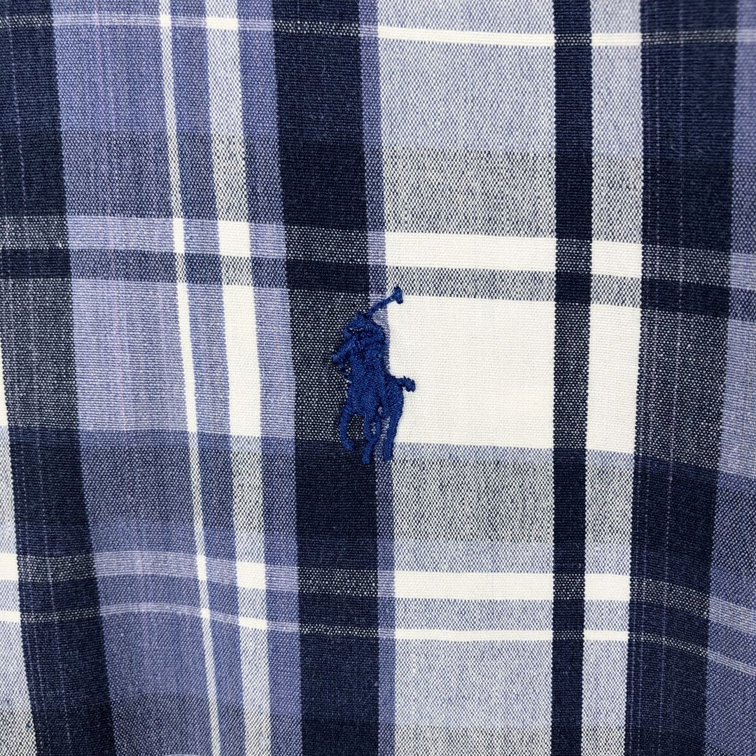 Ralph Lauren BLAIRE short sleeve button down check shirt men's XL size cotton blue type Vintage Second Hand