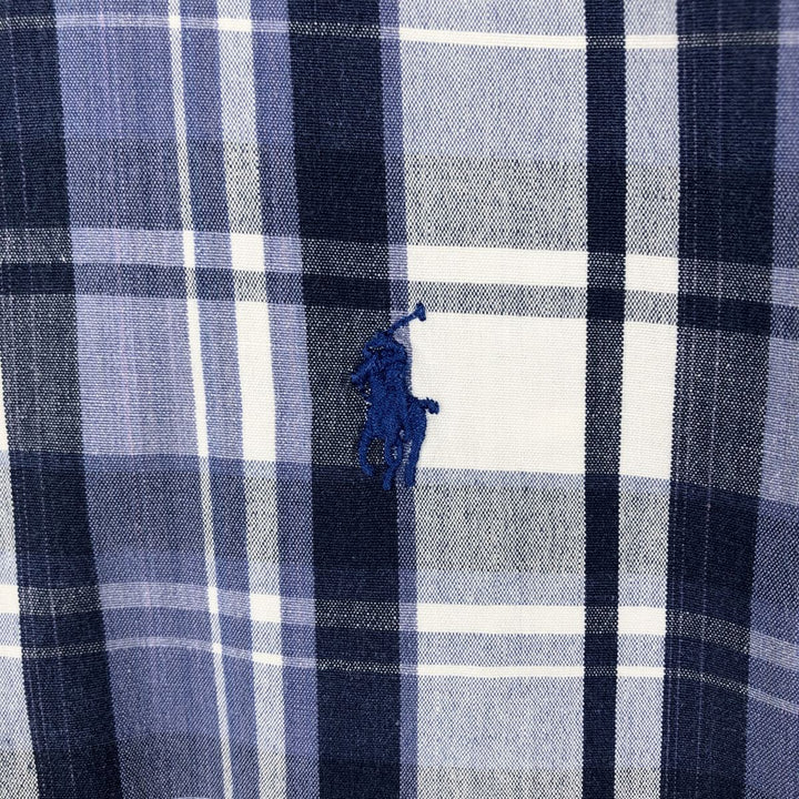 Ralph Lauren BLAIRE short sleeve button down check shirt men's XL size cotton blue type Vintage Second Hand