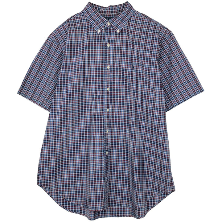 Ralph Lauren Classic Fit short sleeve button down check shirt, men's size XL cotton blue type Vintage Second Hand