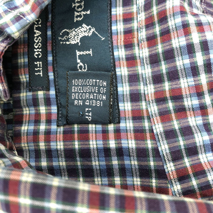Ralph Lauren Classic Fit short sleeve button down check shirt, men's size XL cotton blue type Vintage Second Hand