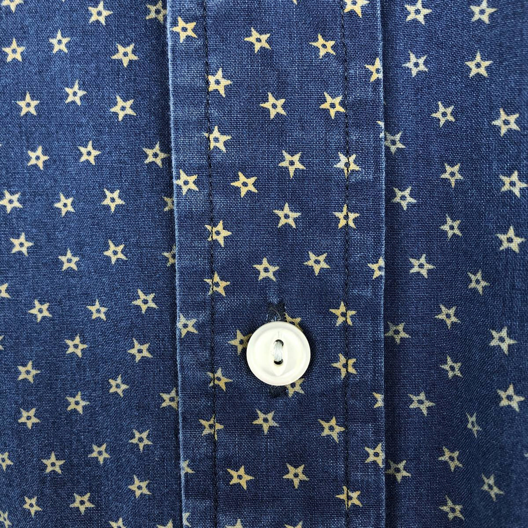 Ralph Lauren all-over print short-sleeve button-down shirt, men's size M cotton Navy blue Vintage Second Hand
