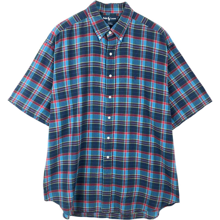 Ralph Lauren BLAKE short sleeve button down check shirt men's XL size cotton blue type Vintage Second Hand