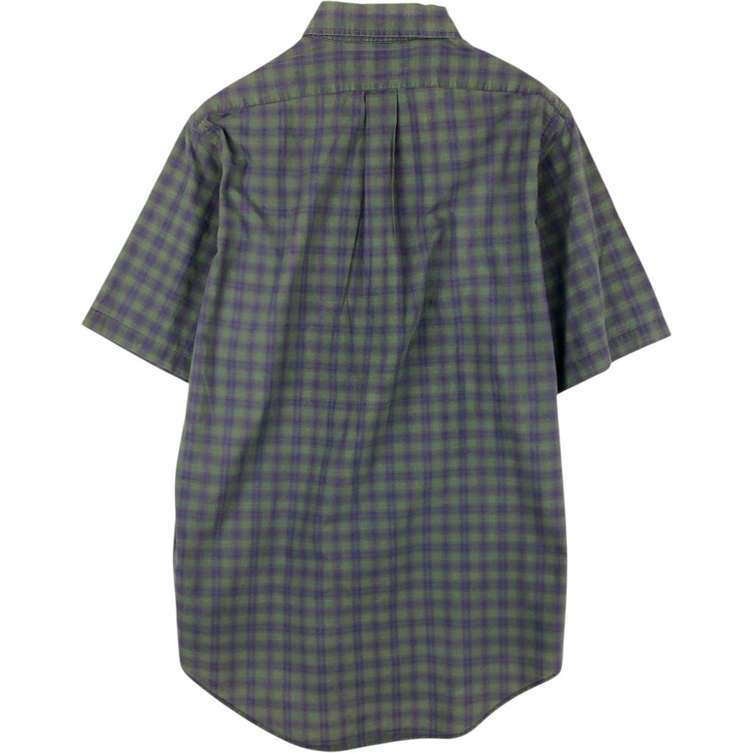 Ralph Lauren short sleeve button down check shirt, men's size M cotton green type Vintage Second Hand