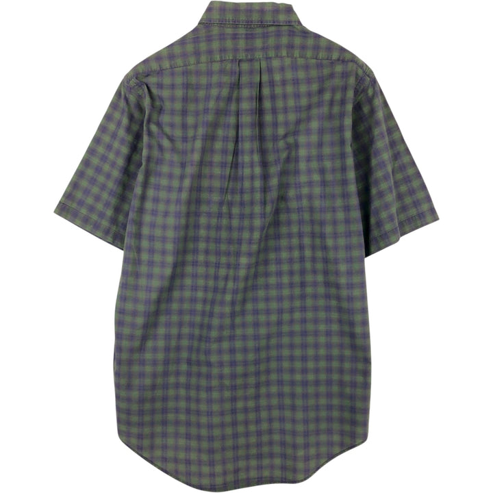 Ralph Lauren short sleeve button down check shirt, men's size M cotton green type Vintage Second Hand