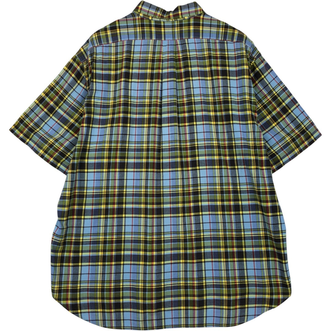 Ralph Lauren BLAKE Tartan Check Short-Sleeve Button-Down Check Shirt, Men's Size XXL (approx.) cotton Blue type light blue Vintage Second Hand
