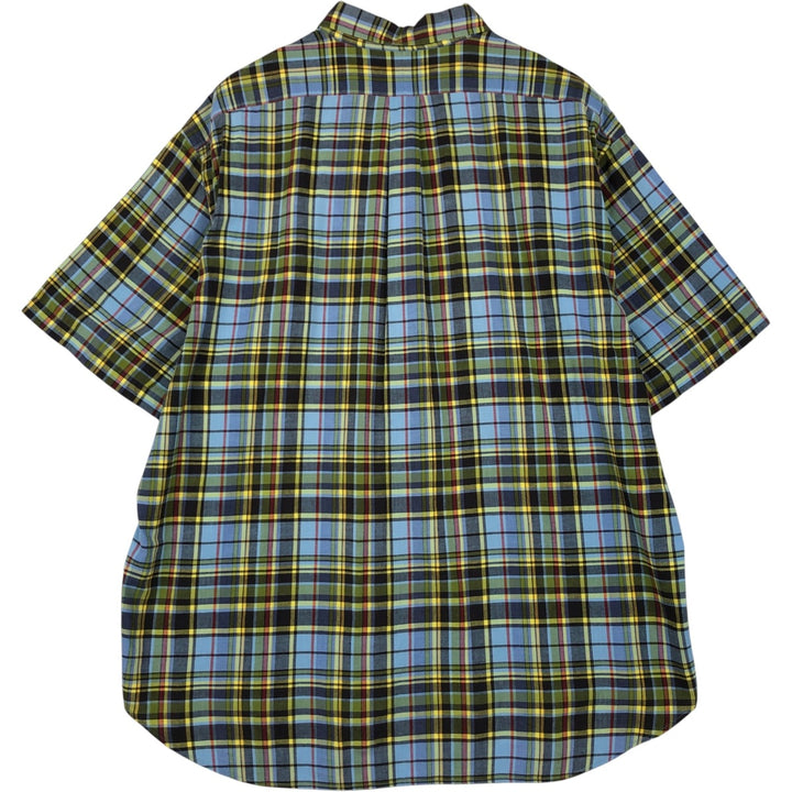 Ralph Lauren BLAKE Tartan Check Short-Sleeve Button-Down Check Shirt, Men's Size XXL (approx.) cotton Blue type light blue Vintage Second Hand