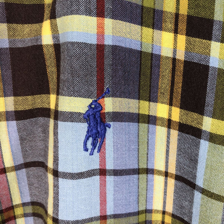 Ralph Lauren BLAKE Tartan Check Short-Sleeve Button-Down Check Shirt, Men's Size XXL (approx.) cotton Blue type light blue Vintage Second Hand