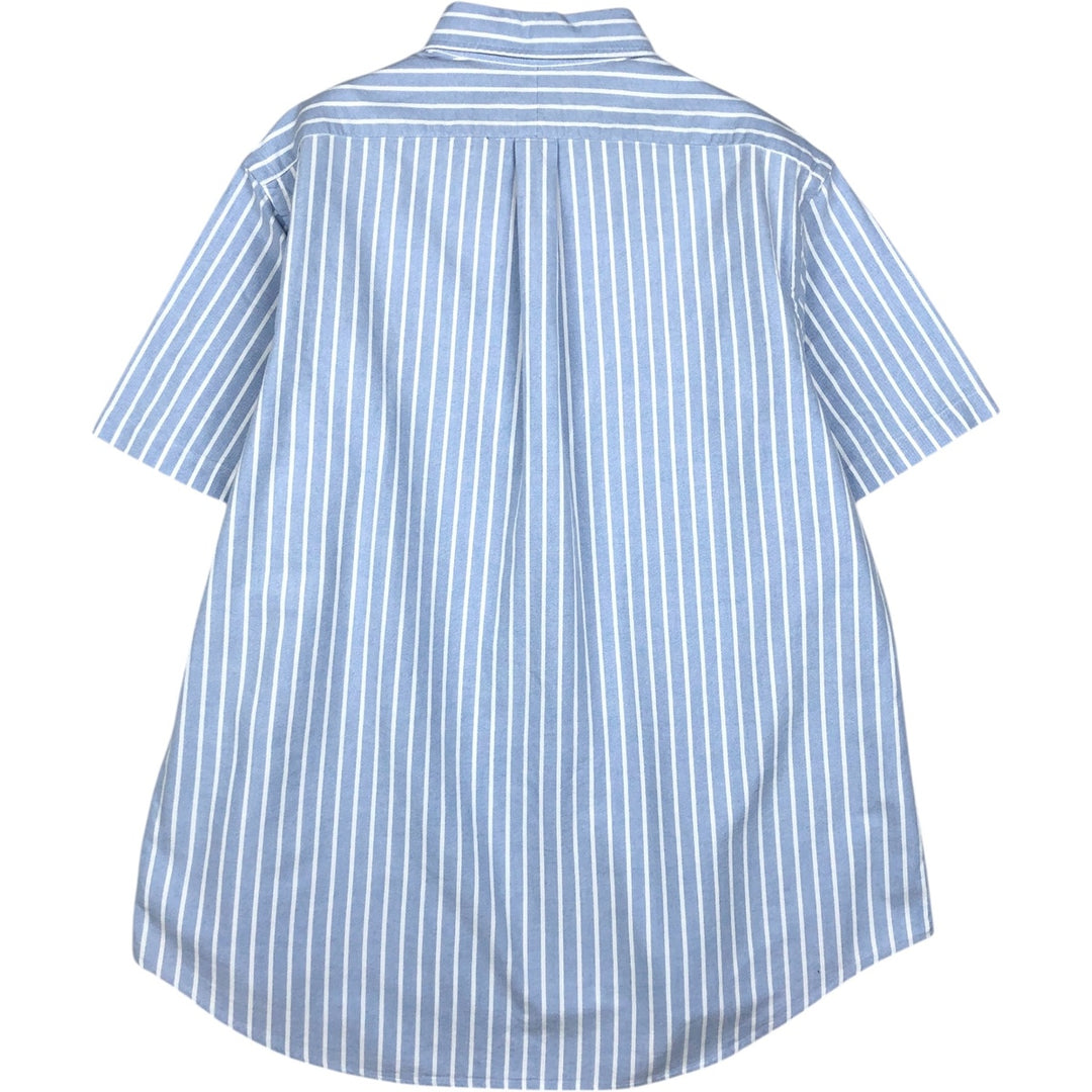 Ralph Lauren short sleeve button down striped shirt, men's size L cotton Blue type light blue Vintage Second Hand