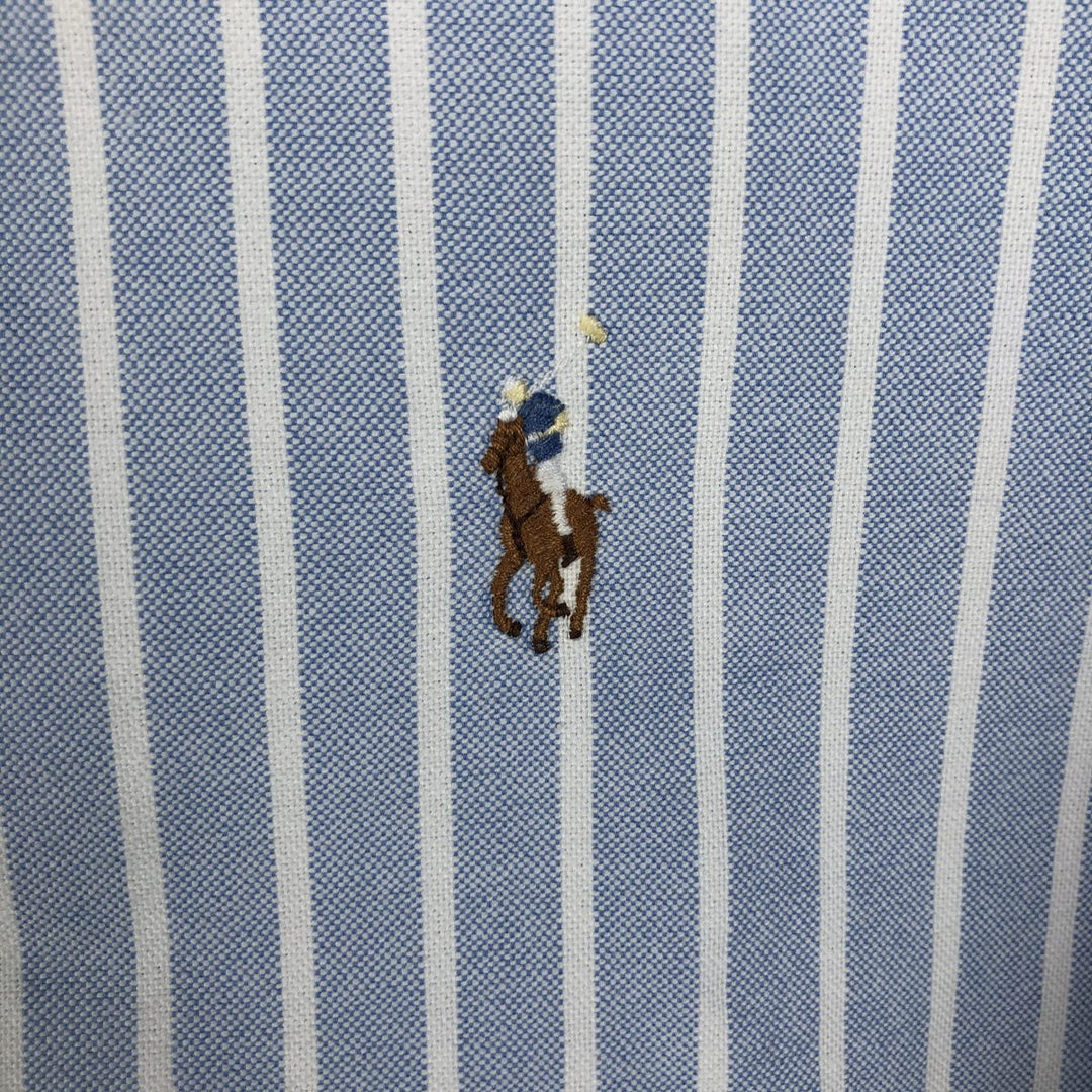 Ralph Lauren short sleeve button down striped shirt, men's size L cotton Blue type light blue Vintage Second Hand