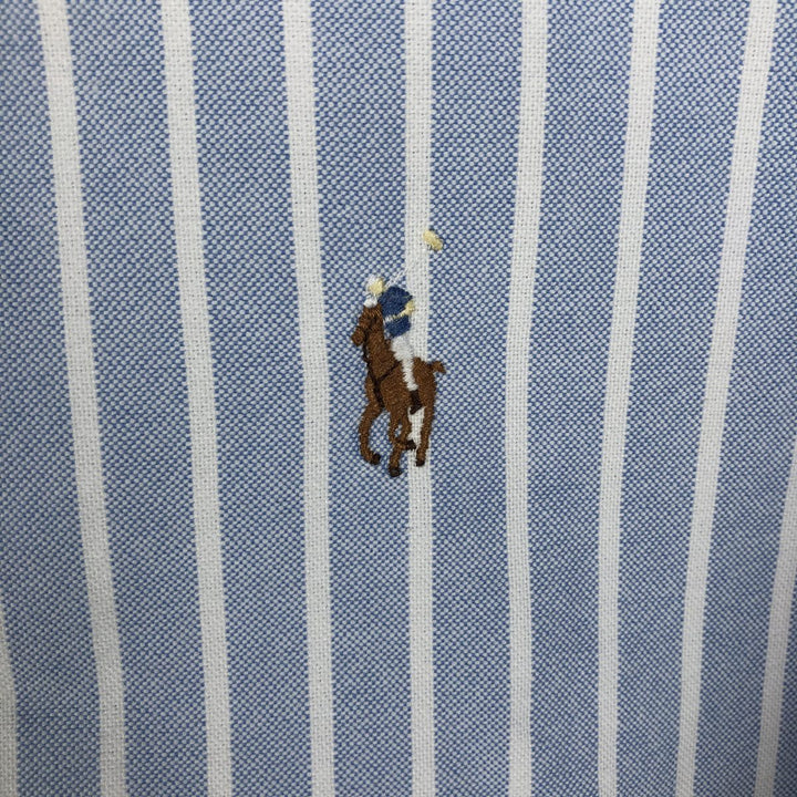 Ralph Lauren short sleeve button down striped shirt, men's size L cotton Blue type light blue Vintage Second Hand